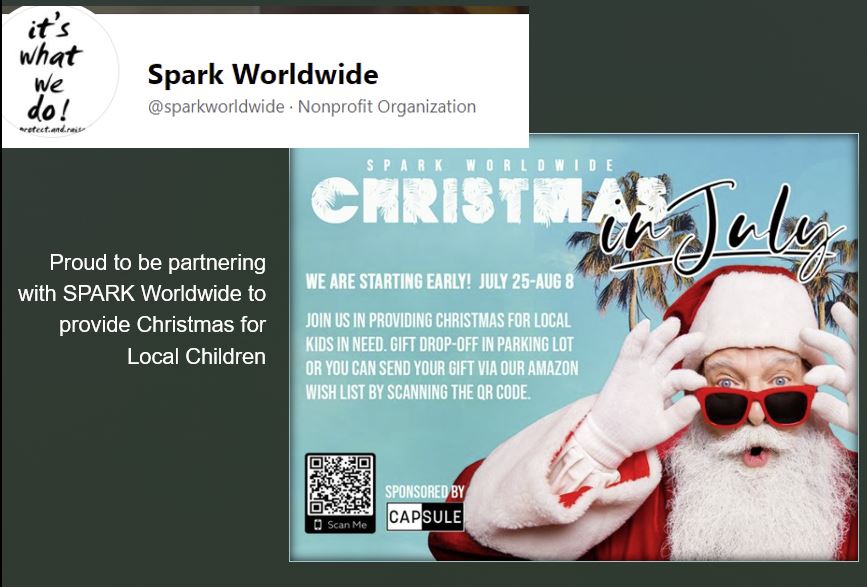 Capsule Giving back to local kids with Christmas in July Spark Worldwide